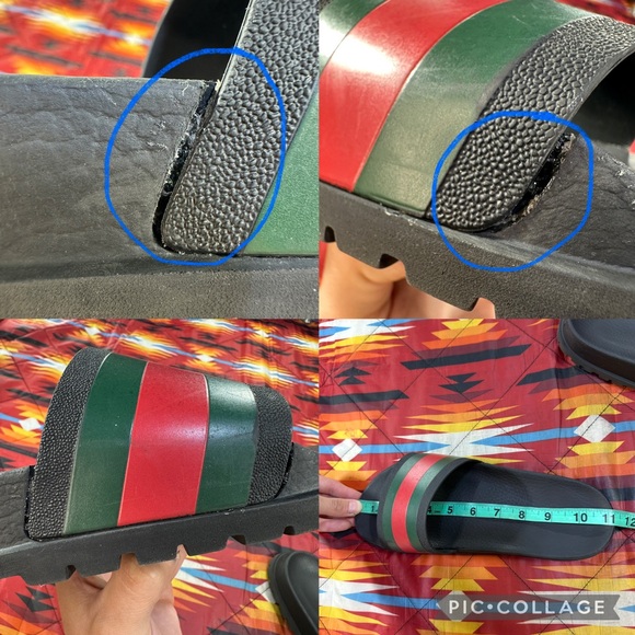 Gucci Web Men\'s Size 10 Rubber Slides Sandals - Black Rubber 429469 READ! main image 6